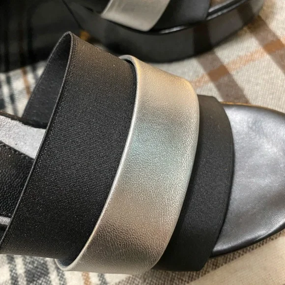 Robert Clergerie Black and Silver Wedge Sandals - Picture 12 of 16